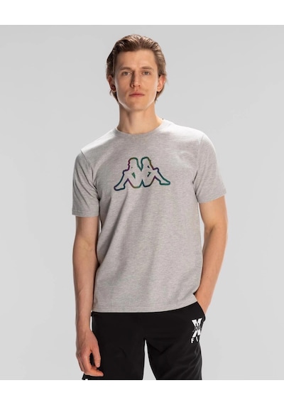 Kappa Logo Aura Erkek Gri Regular Fit Tişört Siyah