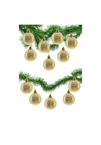 Waldern 5 Cm 12li Cici Top Parlak Yılbaşı Ağaç Süsü Gold Yatay Diğer