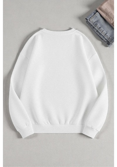 Uyguntarz Unisex It's Okay To Tasarım Baskılı Bisiklet Yaka Sweatshirt beyaz