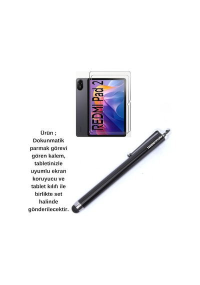 Xiaomi Redmi Pad 2 11 İnç 2025 Tablet Kılıfı Silikon Ekran Koruyucu Dokunmatik Kalem Seti
