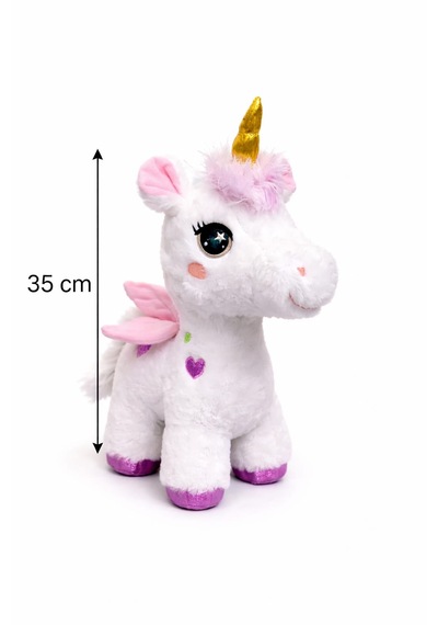 Kanatlı Boynuzlu Unicorn Pony Peluş Oyuncak 35 Cm 001 - Beyaz