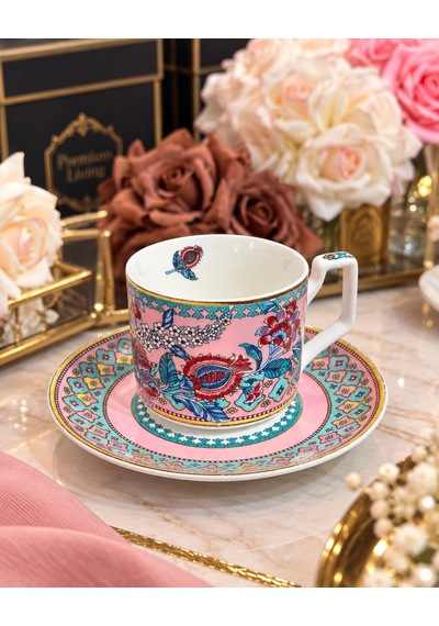 6 Kişilik Porselen Flower Of Life Kahve Fincanı 100 Ml-7665 Çok Renkli