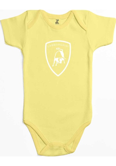 Zepplin Giyim Lamborghini Logo White Sarı Bebek Body Zıbın