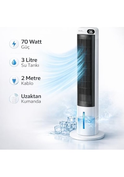 90 S 90 W Uzaktan Kumandalı Kule Tipi Vantilatör