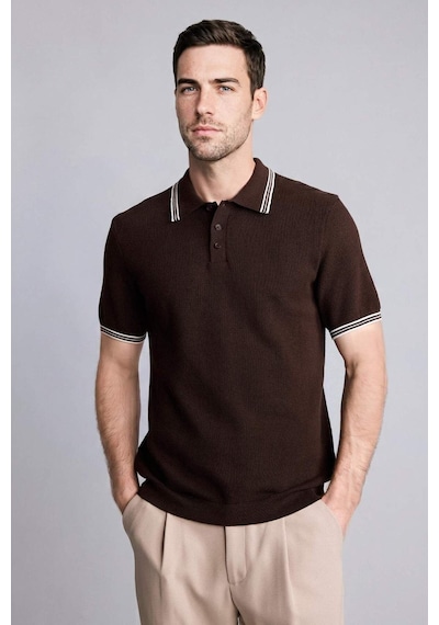 Defacto %100 Pamuk Polo Tişört G3307ax26smbn339 Kahve-bn339