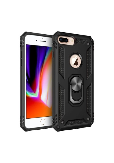 Apple iPhone Uyumlu  7 Plus Uyumlu Kılıf Sofya Yüzüklü Silikon Kapak - Siyah