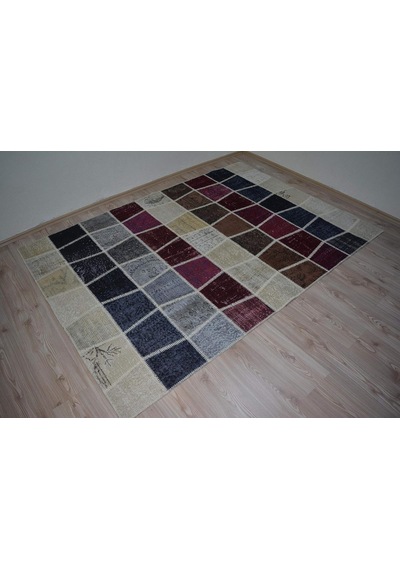 Patchwork El Dokuma Antik Anadolu Halı Ocean Wave 90 X 150, Mavi Çok Renkli