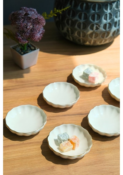 Kütahya Porselen Bone Luz Kase Altın File 6 Parça 8cm Bnlzf08kss220 Ekru