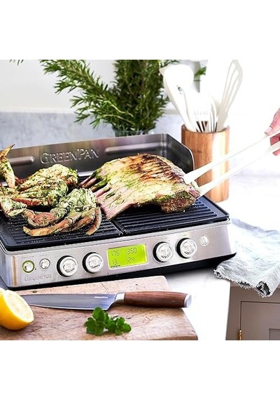 Xl 45 Cm Smart Grill Izgara 2200 W, 3 Ü 1 Arada Dumansız Kapalı Izgara & Sac, Thermolon Volt Seramik Yapışmaz, Lcd Ekran