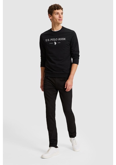 U.S. Polo Assn. Erkek Siyah Bisiklet Yaka Regular Fit Basic Sweatshirt 50333273-vr046