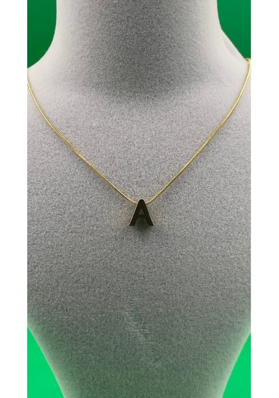 14k Altın Renginde A Harf Minimal Model Çelik Kadın Kolye Altın