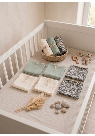 Drsnticaret 6'lı Set %100 Pamuk Müslin Bebek Ağız Silme Mendili -20x20 Cm Beyaz