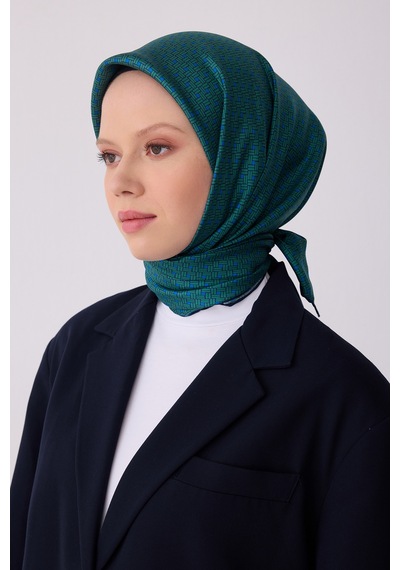 Belli Klasik Desen İpek Twill Eşarp - 2026 İlkbahar-yaz T 4317 Zümrüt