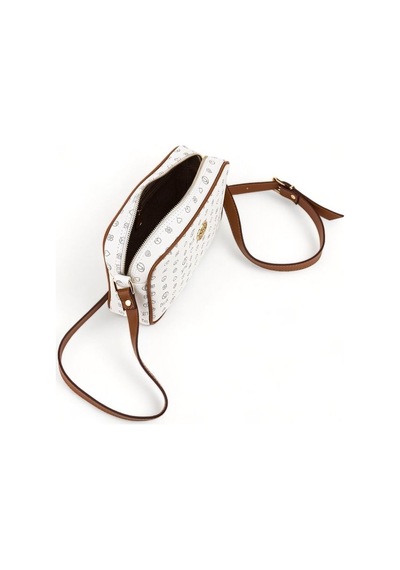 Bilik Deri Monogram Beyaz/taba Kadın Çapraz Askılı Çanta Nv 1002- 001