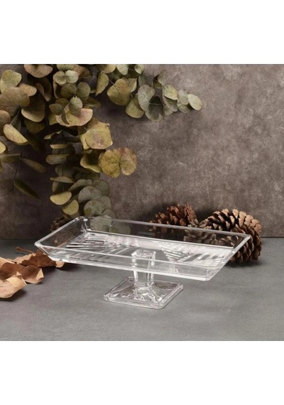 Esonez 950008 Madlen Ayaklı Dikdörtgen Cam Servis Tabağı 17,5 X 28,8 X 21,1 Cm Şeffaf