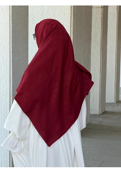 Qalortex Scarf Premium Jakarlı Mira B.boy Eşarp -bordo