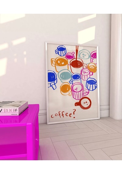 Çerçevesiz Poster Renkli Kahve Dünyası