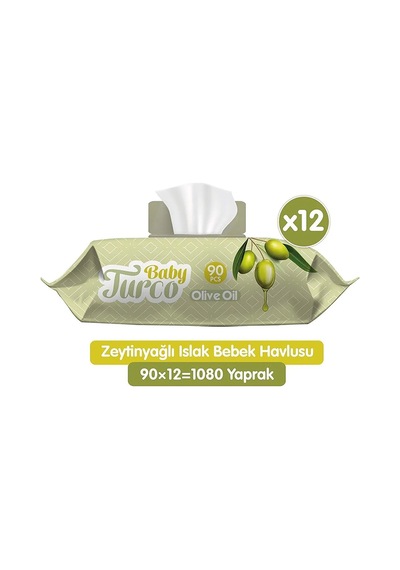 Baby Turco Zeytinyağlı Bebek Islak Mendil 12X90 Adet