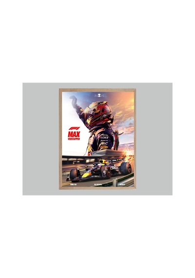 F1 Max Verstappen Ahşap Çerçeveli Tek Parça Genç Odası Tablo Çok Renkli - 817662353 Çok Renkli