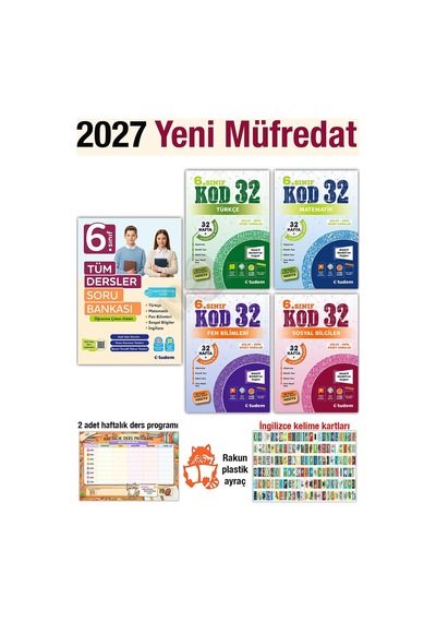 6. Sınıf 2027 Tüm Dersler Soru Bankası Türkçe Matematik Fen Sosyal Kod 32 Tekrar Alıştırma