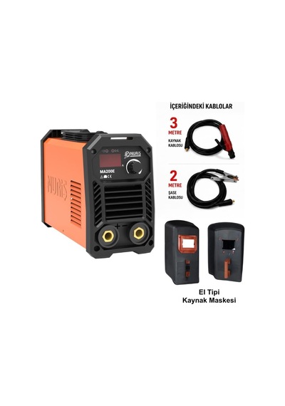 Nuriş Ma200e İnverter Kaynak Makinesi 200a + Kaynak Maskesi Hediye