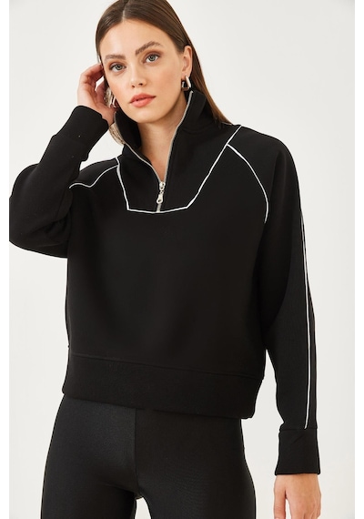 Shade Kadın Yarım Fermuarlı Oversize Sweatshirt Mb-5386 60251896 - Siyah