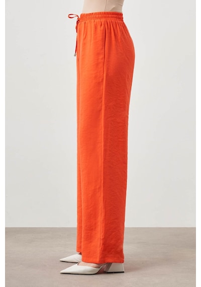 Mizalle Beli Lastikli Modal Nar Çiçeği Pantolon Narçiçeği