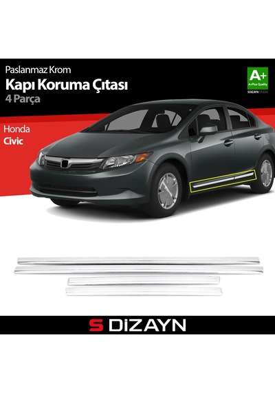 S-Dizayn Honda Civic Kapı Koruma Çıtası Krom 2012-2016