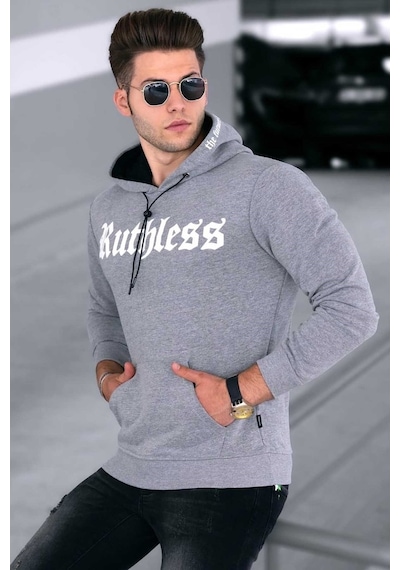 Madmext Gri Baskılı Erkek Sweatshirt 4747 Gri