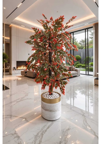 Zeytin Ağacı Yaprağı 150 Cm Lux Metal Saksı Dahıl Yeşil