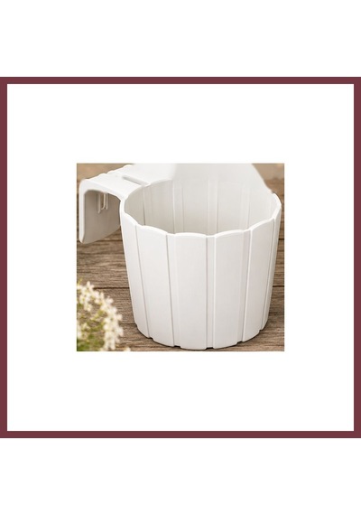 Storeşahin 3d Baskı Askılı Balkon Saksısı Dikey Çizgili Dekoratif Çiçek Ve Aromatik Bitki Saksısı - Beyaz Shn0720