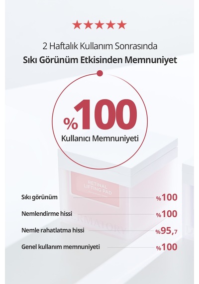 Gözeneklere Sıkı Görünüm Sunan Esnek Yapılı Cilt Bakım Pedi Dermatory Retinal Lifting Ampoule Pad