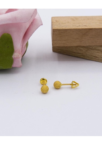 22 Ayar Altın 1,2 Gram 5mm Simli Top Küpe