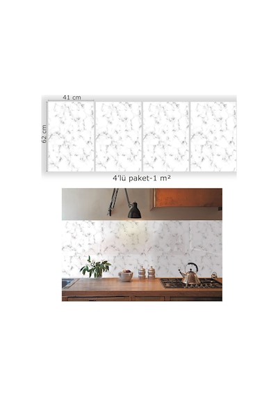 Tink Kendinden Yapışkanlı Granit Mermer Desenli Pvc Panel 41x62 Cm