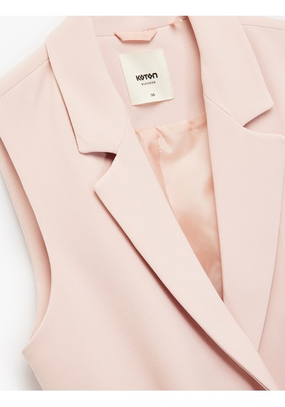 Koton Kemerli Kruvaze Uzun Blazer Yelek Pembe 5sak20008uw Gül