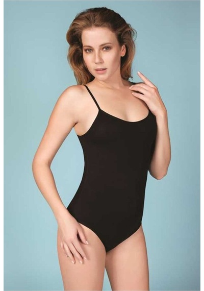 Berrak Kadın Ip Askılı Alttan Çıtçıtlı Body Badi Siyah 2082 - 12'li Paket 001