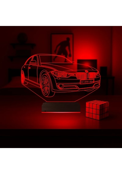 Luvivia Araba Bmw Tasarım Kişiye Özel 3d Lamba - Masa Gece Lambası Şeffaf