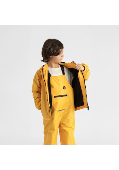 Ligenne Su Geçirmez Çocuk Yağmur Montu Polar Astarlı Kapüşonlu Çocuk Yağmurluk Pure Mustard Sarı