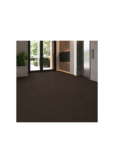 Karo Halı Modüler Yer Halısı Ev Ofis Oda Salon Koridor Antre Zemin Kaplama 50x50 Cm Kahverengi