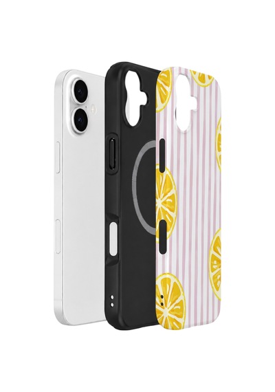 Apple iPhone Uyumlu 17 Vorian Çift Katmanlı Magsafe Kılıf Pink Lemon Window