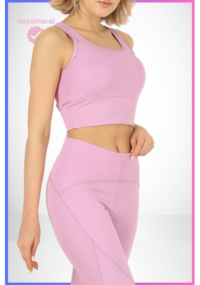 Missmaral Slim Fit Oslo Tayt Lila Yüksek Bel Toparlayıcı Spor Model Flatlock Dikiş Detaylı 1090 Lila
