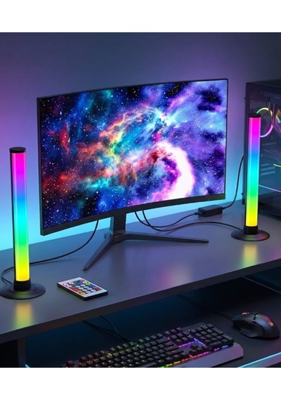 2'li Set Bluetoothlu Rgb Ambiyans Ledi Masaüstü Masası Rgb Ekolayzer Led Işık Çubuğu .