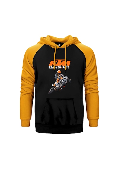 Ktm Ready To Race Moto Sarı Renk Reglan Kol Kapşonlu Sweatshirt Sarı