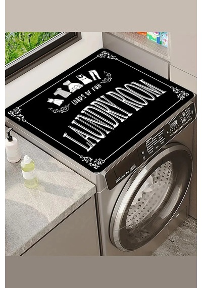 Valerine Life Çamaşır Ve Kurutma Makinesi Matı Örtüsü 60x60cm Kaymaz Sıvı Geçirmez Silinebilir Koruy Siyah