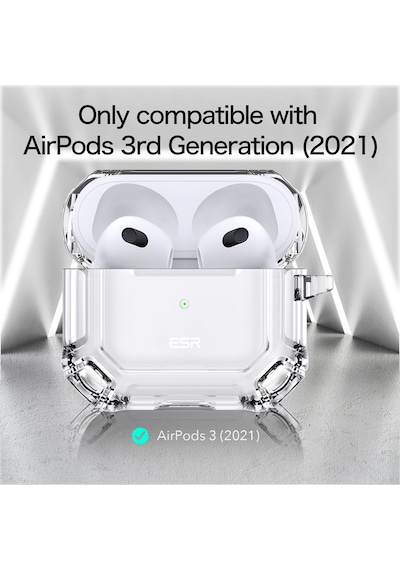 Apple AirPods Uyumlu 3.nesil 2021 Armor Kılıf Şeffaf Şeffaf