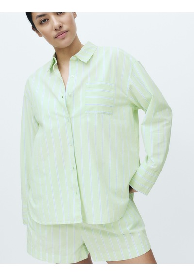 Marks & Spencer Çizgili Pijama Üstü T37003703T Yeşil