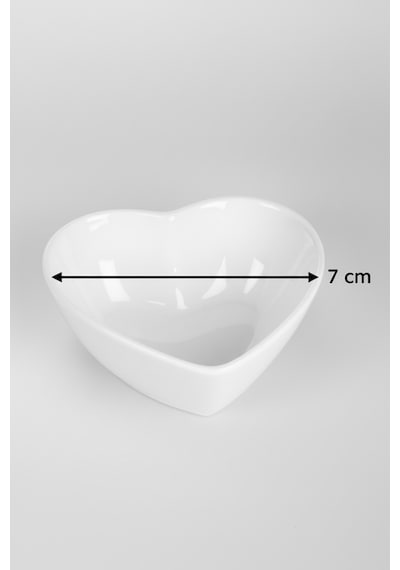 6 Kişilik Kalp Tasarımlı Küçük Sunumluk Reçellik 6'lı Kase Takımı 7cm Beyaz