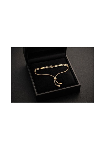 Çelik Ayarlanabilir Zirkon Gold Bileklik Gümüş + Altın