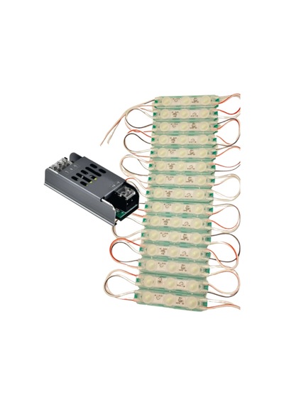 20 Adet 12 Volt 1.5 Watt 3 Lensli Yeşil 2835 Smd Led Modül Ip65 Modül 5a Trafo Set Yeşil