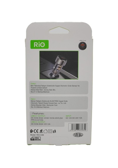 Rio Araç Şarjmatik Hem Usb-a 18w Hemde Type-c 65w Çıkışlı Araç Çakmaklık Girişli Hızlı Şarj